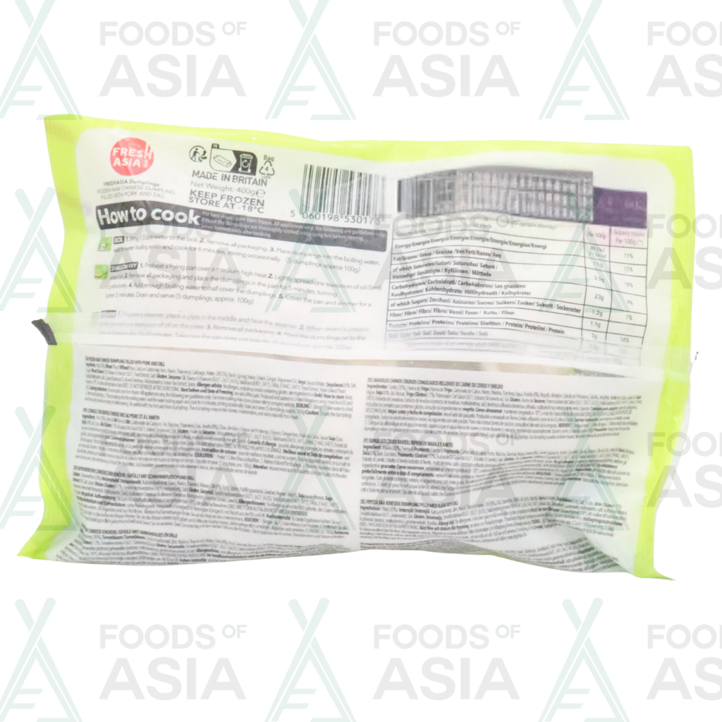 Fresh Asia  Pork & Dill Dumplings 400g