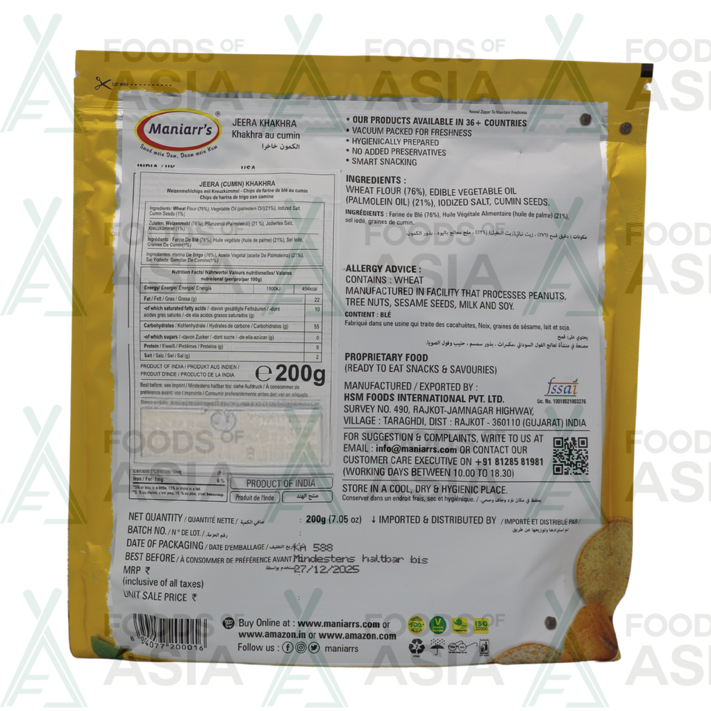 Maniarr's Jeera Khakhra 200g